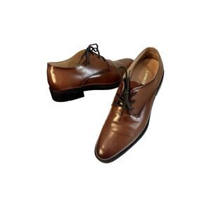 Express Shoes Mens Size 8 Brown Leather Upper Oxford Lace Up Lined Hipster